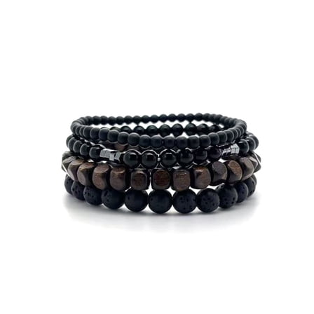 Bracelets for Men 4pcs Stone Beaded Stretch Bracelets Set for Him