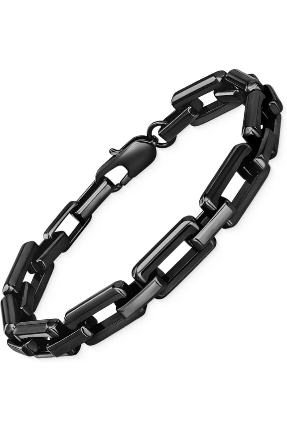 Bracelets for Men,Black Stainless Steel for Men Bracelets,Trendy Paperclip Short Bracelets Gifts for Husband Father Friends