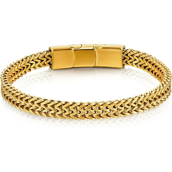 Bracelets for Men-Stainless Steel Magnetic Clasp Franco Chain Mens Bracelet