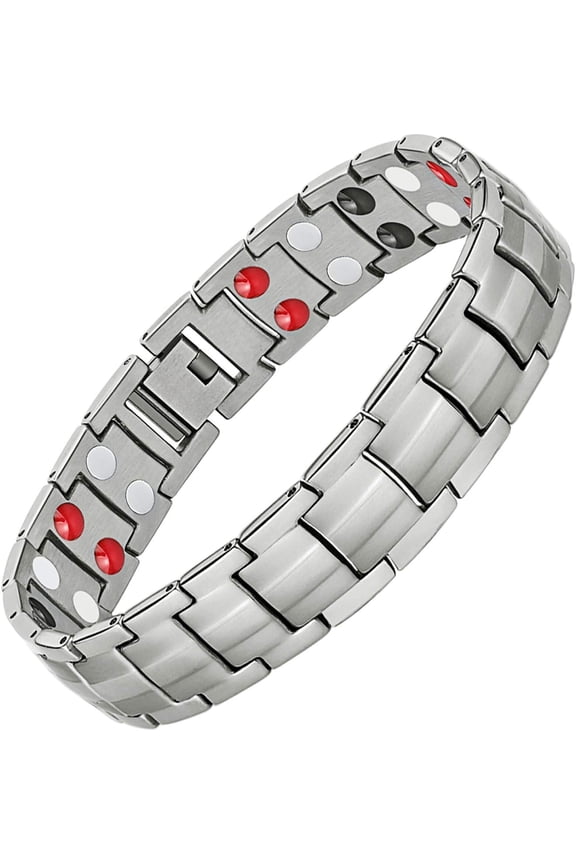 Bracelets for Men, Titanium Steel Bracelet with Double Rows Effective 4 Elements Stones