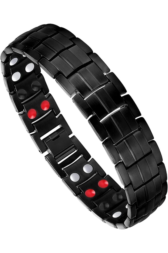Bracelets for Men, Titanium Steel Bracelet with Double Rows Effective 4 Elements Stones