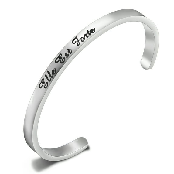 Bracelets for Women Engraved Motivational Mantra Cuff Bangle Keep Going Jewelry Friend Encouragement Gift for Her