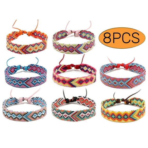 Bracelets for Women Friendship Bracelets for Girls Boho Colorful Anklet Bracelet String Rope Jewelry Cheer Stuff for Women Men 8Pcs