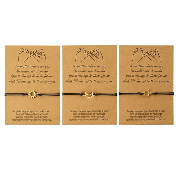 Bracelets for Women Girls 3 Pcs Matching Distance Friendship Gift Sisters Best Friends Bracelet Gifts Valentine's Day Gifts Clearance
