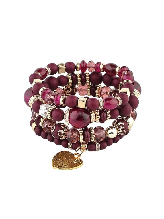 Bracelets for Women Girls Stackable Bead Mens Stretch Multilayer Set Multicolor Jewelry Bracelet Gifts Valentine's Day Gifts Clearance