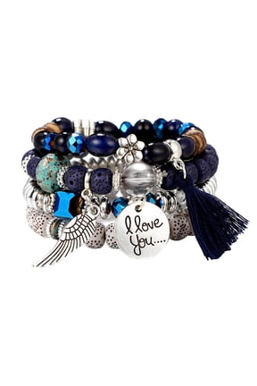 Bracelets for Womens Girls 4 Sets Bohemian Stretch Beaded Multilayer Stackable Strand Bangles Bracelet Gifts