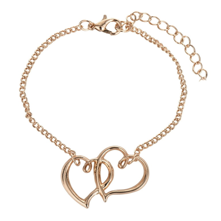 Bracelets in Jewelry Summer Fashion Double Love Peach Heart Bracelet  Bracelets for Women