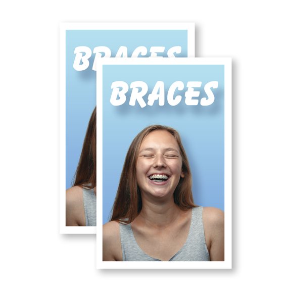 Braces (2-Pack) 24 Inch x 36 Inch Vinyl Decals | Sign Insert Peel & Stick Decals Stickers Window Signs | Orthodontic Services, Dental Clinics, Perfect Smiles | Made in USA