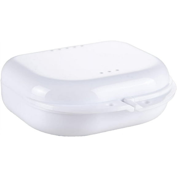 Braces Storage Box, Plastic Retainer Box, Mouth Guard Retainer Case, Retainer Container, Retainer Case with Vent Holes, 2 Pack (White)
