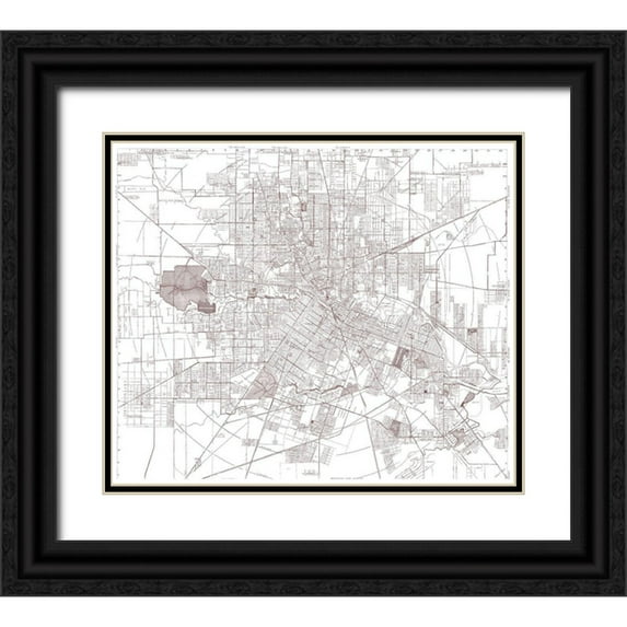 Bracey 23x20 Black Ornate Wood Framed with Double Matting Museum Art Print Titled - Houston Texas - Bracey 1945