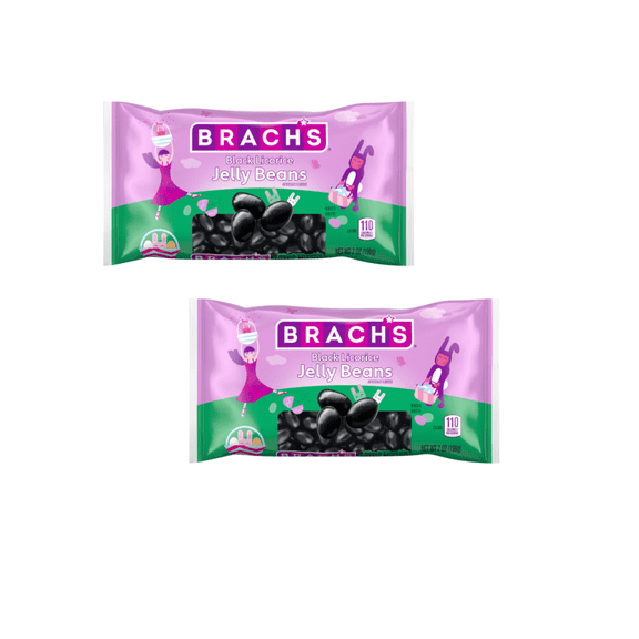Brach's Black Licorice Jelly Beans Candy, 7 oz Bags, 2 Pack Bundle, Easter Jelly Bean Candy