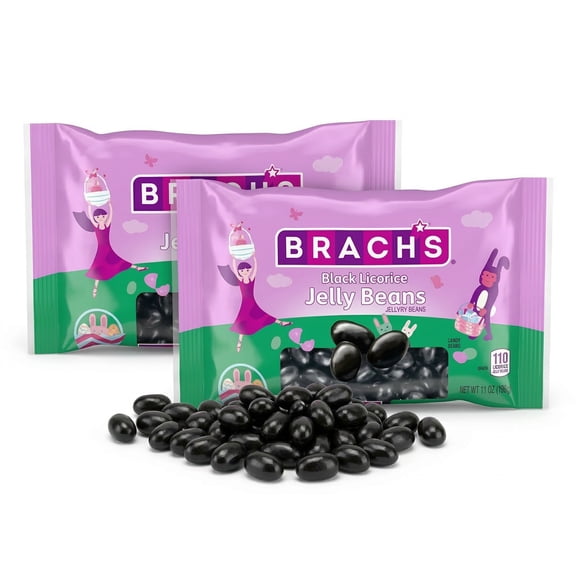 Brachs Black Licorice Jelly Beans Candy, Classic Chewy Licorice Flavor, 14.5 oz Easter Candy Bag 2 pack
