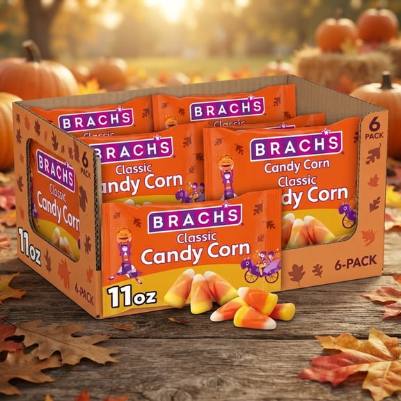 Brach's Classic Candy Corn Halloween Candy, Classic Fall Treats, 11 oz Bags, 6 Pack