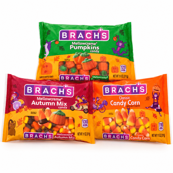 Brach's Fall Candy Bundle, Mellowcreme Pumpkins, Autumn Mix & Candy Corn, 3 Pack, 11 oz