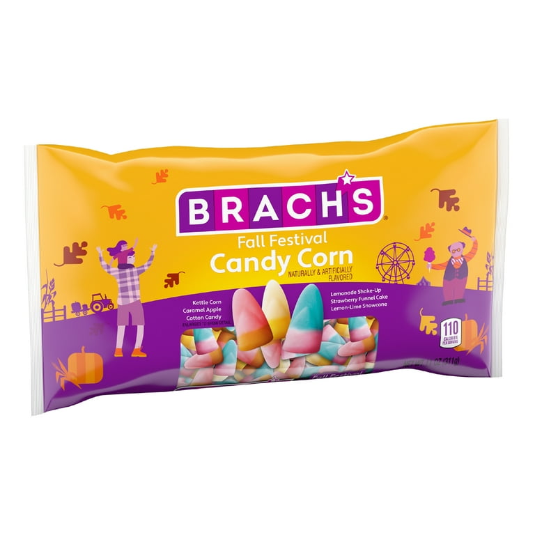 Brach's Fall Festival, Kettle Corn, Caramel Apple, and Cotton Candy  Flavored Halloween Candy Corn, 11oz 
