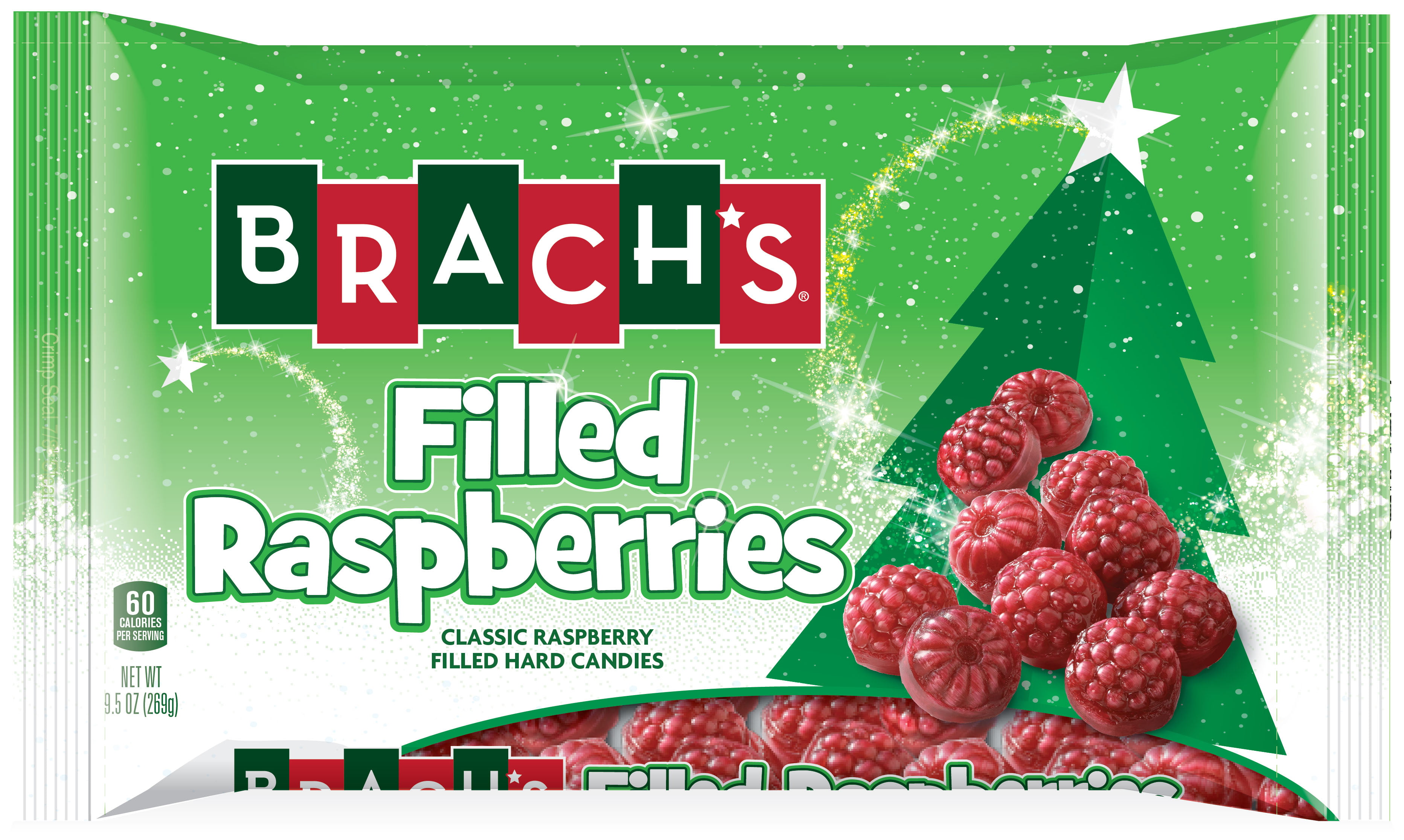 Brach's Filled Raspberries Holiday Hard Candies 8 Oz. Bag, Non Chocolate  Candy