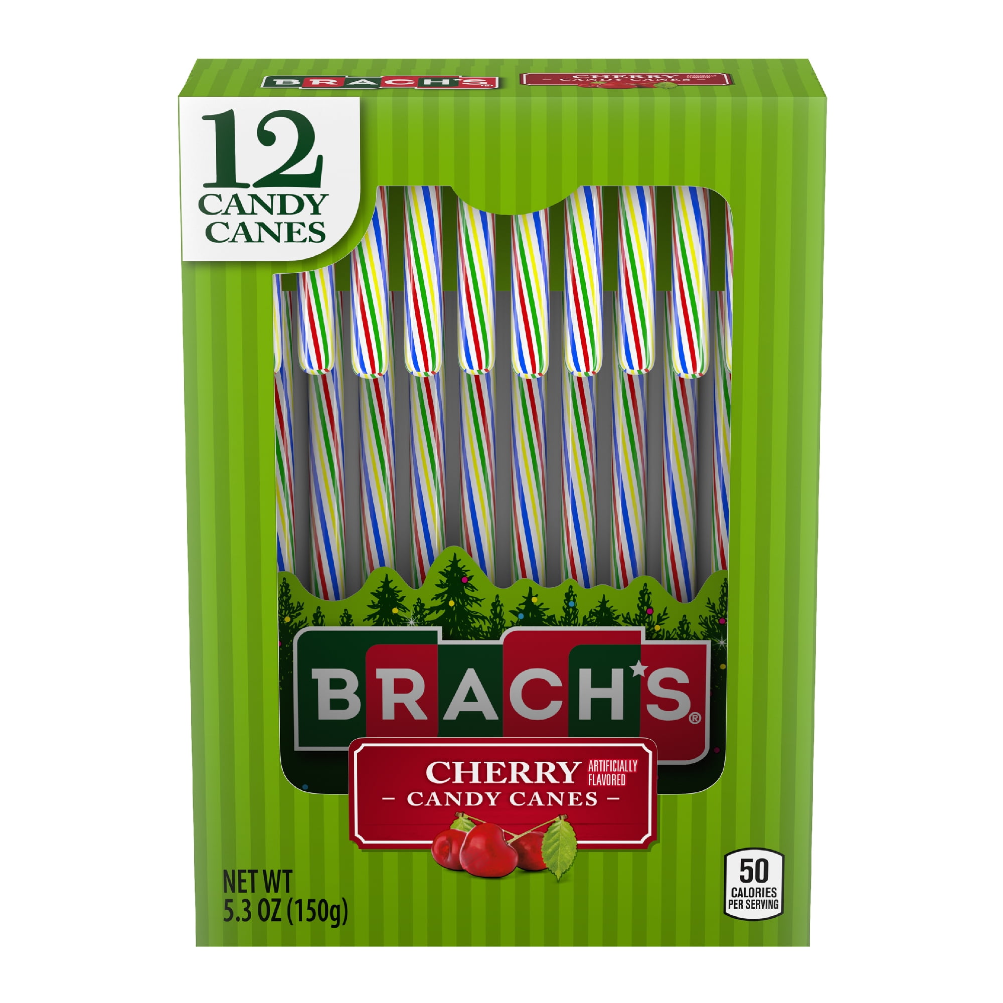 Brach's Holiday Cherry Candy Canes, 12ct Box, 5.3 oz