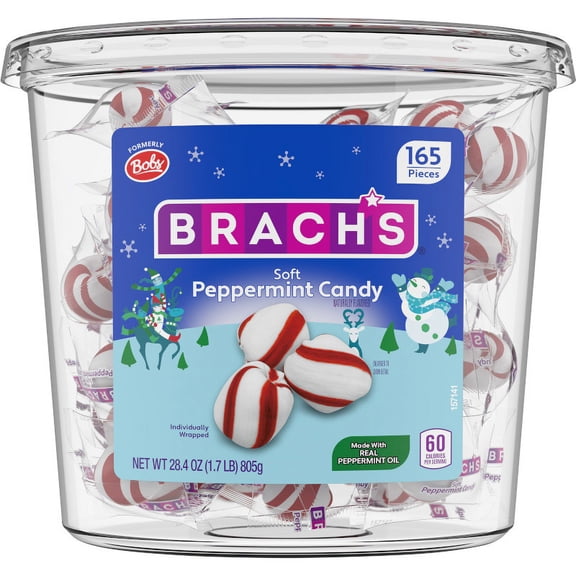 Brach's Holiday Soft Peppermint Candies, 165 ct Tub, 28.4oz