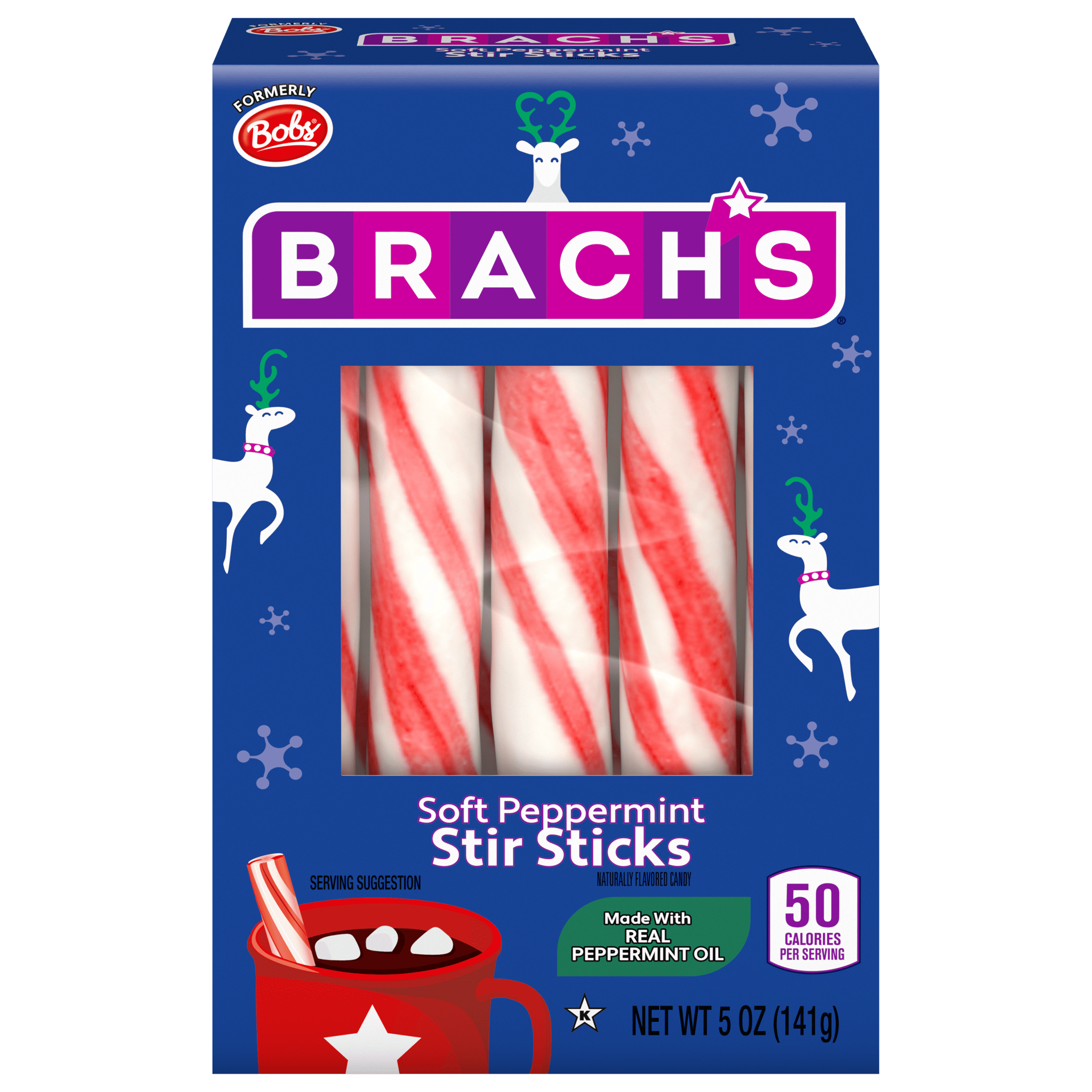 Brach's Holiday Soft Peppermint Stir Stick Candy, 10 Ct, 5oz