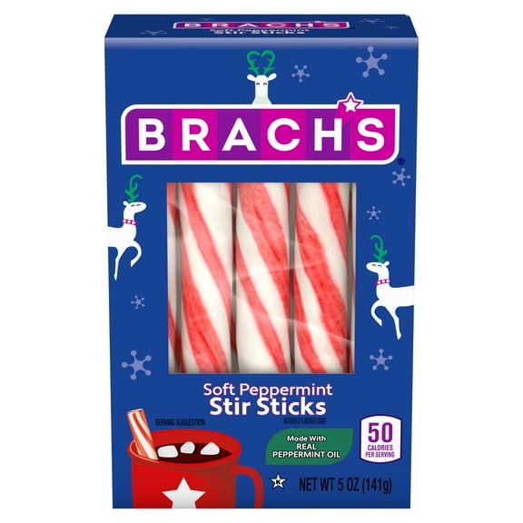 Brach's Holiday Soft Peppermint Stir Sticks, Hot Chocolate Stir Sticks, 5oz