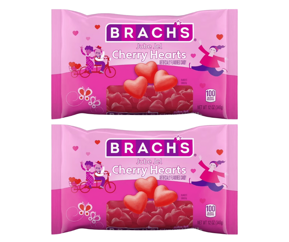 Brach’s Jube Jel Cherry Hearts Valentine’s Day Candy, 12 oz Bags – 2 Pack