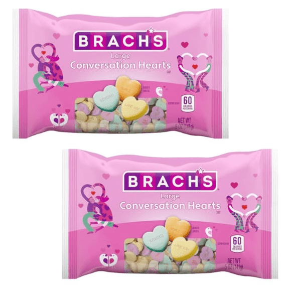 Brach's Large Conversation Hearts - 5 oz Bags - Pack of 2 - Classic Candy That Generations Have Loved