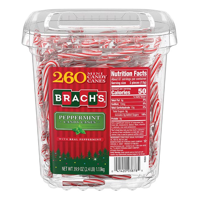 Brach's Mini Peppermint Candy Canes, Christmas Candy, Stocking Stuffers