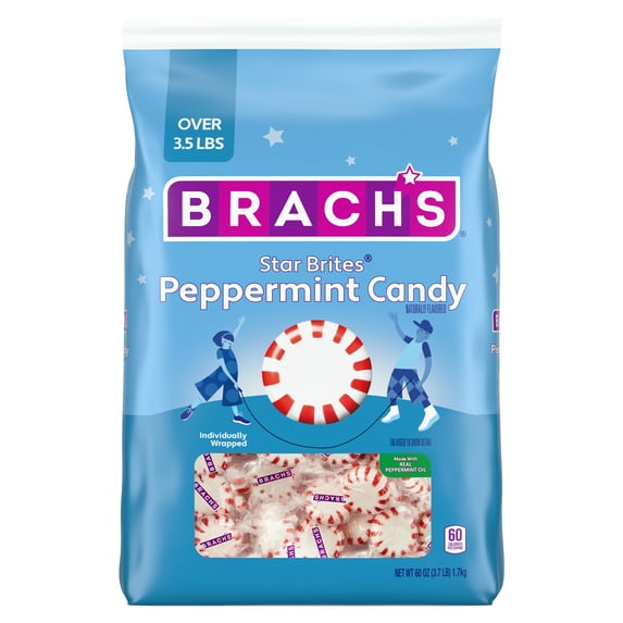 Brach's Star Brites, Individually Wrapped, Peppermint Candy, 60 oz Bag