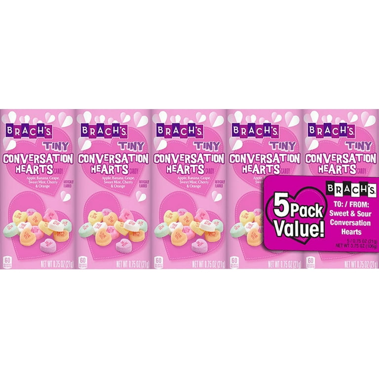 Brach's Tiny Classic Conversation Hearts Valentine's Candy Boxes, 0.75 oz,  5 Count