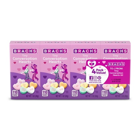 Brach's Tiny Conversation Hearts Mini Boxes, 4 Pack, 4 Ounces