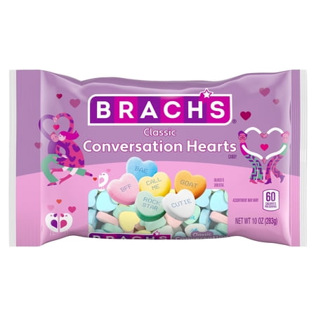 Brach's Valentines Day Candy Classic Conversation Hearts, Hard Candy, 10 oz Bag
