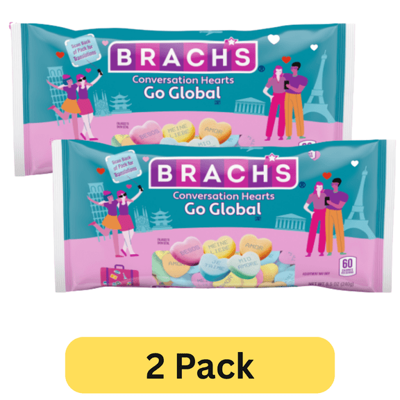 Brach's Valentines Go Global Conversation Hearts, 8.5 oz, Pack of 2