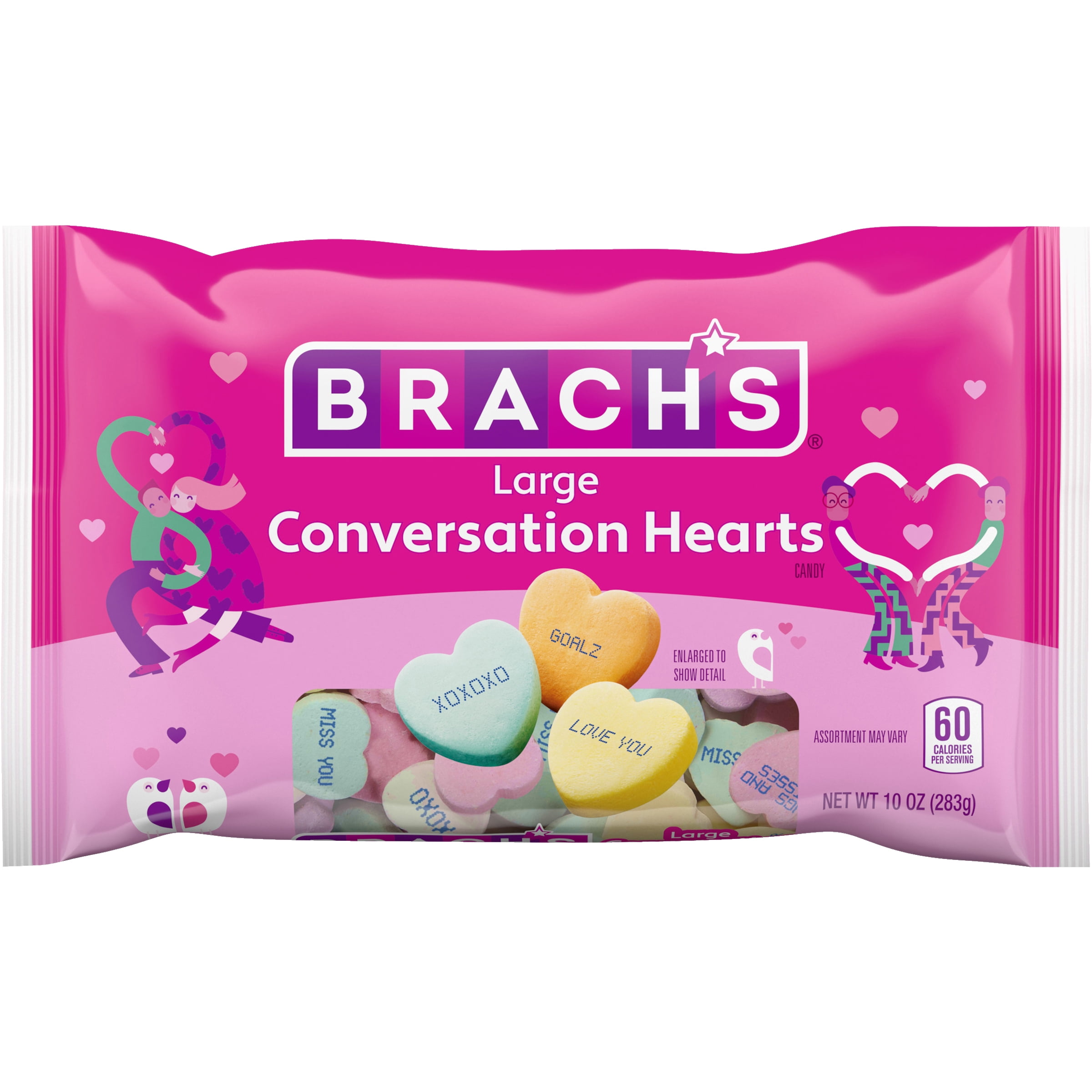 Brach's Valentines Day Candy Large Conversation Hearts, Hard Candy, 10 oz Bag
