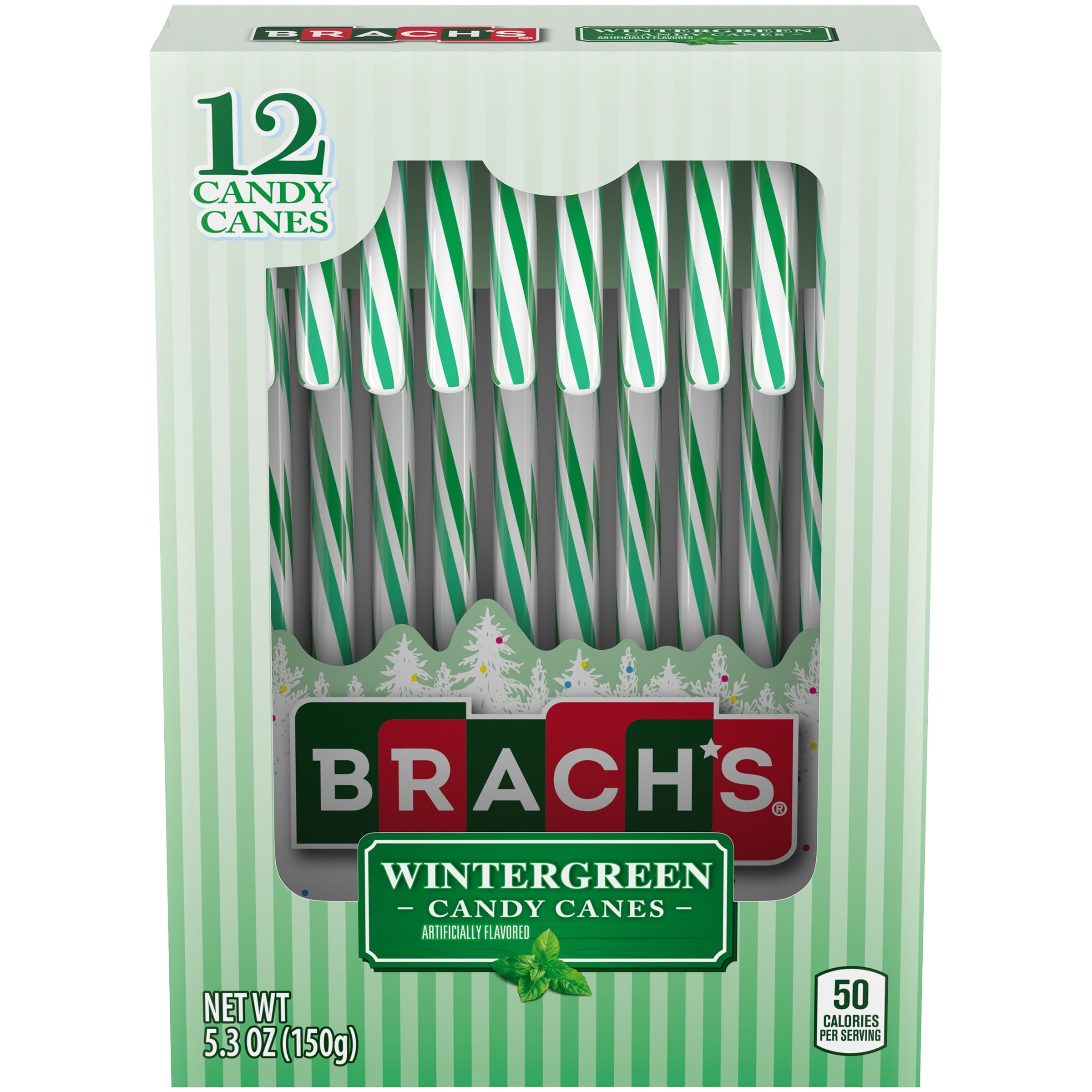 Brach's Wintergreen Christmas Candy Canes, 12ct Box, 5.3 oz