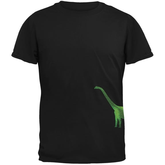 Brachiosaurus Dinosaur Distressed Black Adult T-Shirt - Large
