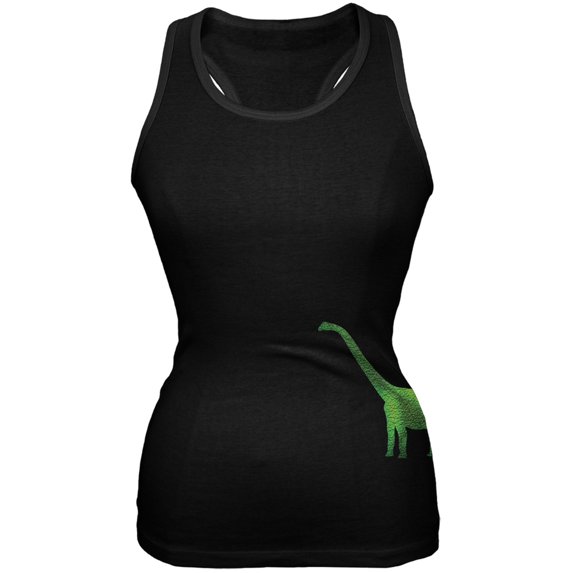 Brachiosaurus Dinosaur Distressed Black Juniors Soft Tank Top