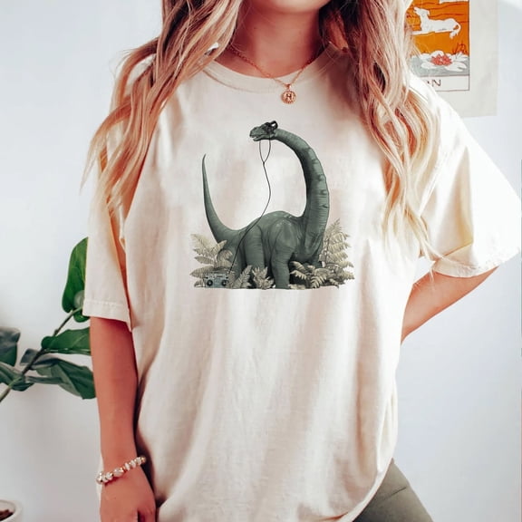Brachiosaurus Dinosaur Shirt, Brachiosaurus With Headphone Shirt, Cute Brachiosaurus Shirt