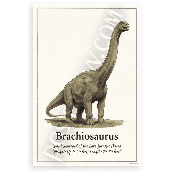Brachiosaurus Giant Sauropod Late Jurassic Educational 12x18 US Made Poster