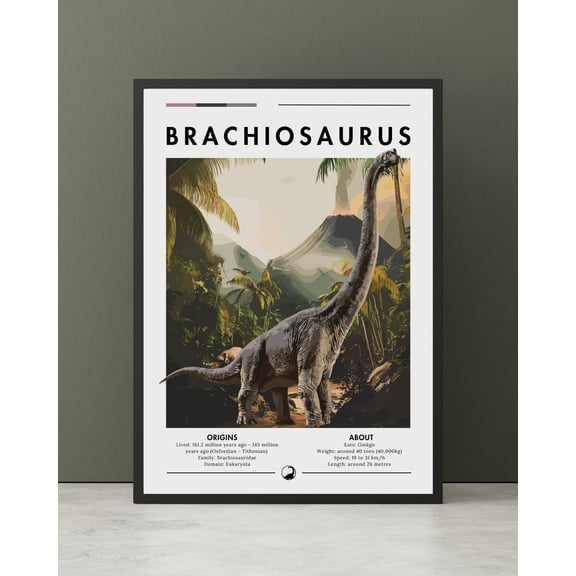 Brachiosaurus Jurassic Period Herbivorous Dinosaur Sauropod Dinosaur Prehistoric Dinosaur Wall Art Unframed Paper Print