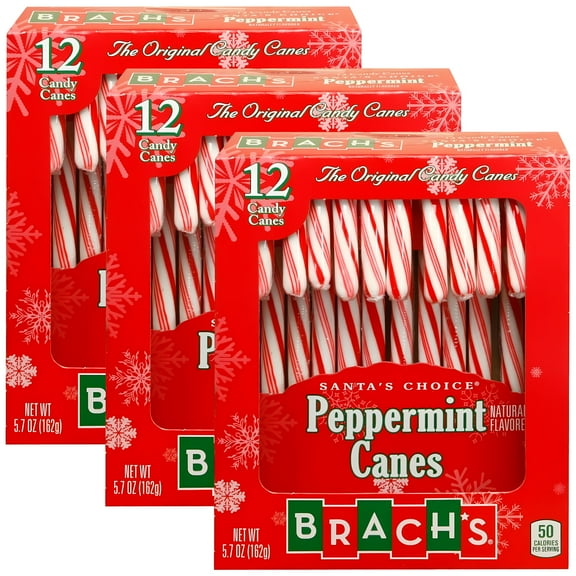 Brachs 12 Peppermint Candy Canes, 12 Count (Pack Of 3) Packaging May Vary