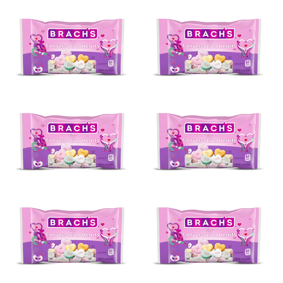 Brach's Tiny Conversation Hearts Candy 6 Pack, 10 oz Bags