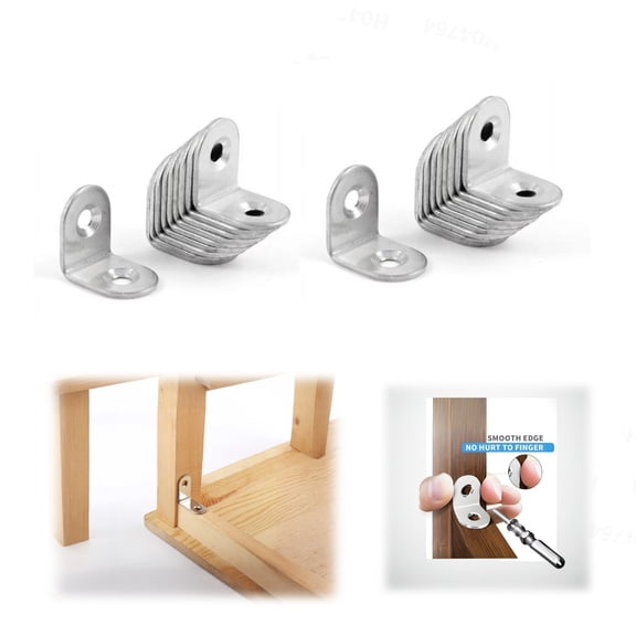 Bracket Corner Brace, Stainless Steel L Brackets for Shelves, Metal Corner Bracket, Small Right Angle Brackets for Wood Furniture Chair Drawer Cabinet,Silver,40PCS
