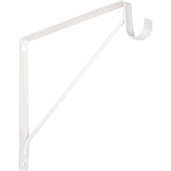 Knape & Vogt Shelf Bracket With Rod, Closet Rod Bracket 11 In - White - Pack of 1