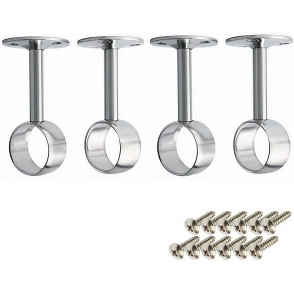 Bracket for Curtain Rod,4 Set Ceiling Mount Bracket Closet Rod Brackets Stainless Steel Wardrobe Rod Bracket Wall Mounted Size 0.98 Inch