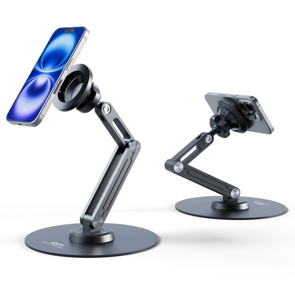 Bracketron MagAlign PRO Magnetic Phone and Tablet Stand with Micro-Suction Base, 360 Swivel, Adjustable Pivot Arm, Includes Metal Plate for Universal Compatibility