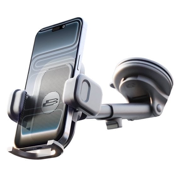 Bracketron TripGrip PRO Car Phone Mount Black, Dashboard & Windshield Holder, Strong Suction, Telescopic Arm, 360 Rotation for iPhone and Android