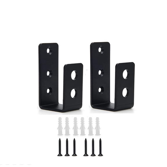 Brackets U Shaped Black Metal Shelf Brackets 3.5 X 2.5 X 1.5 Inch 2 Pack for Home Wall Mounting Door Reinforcement