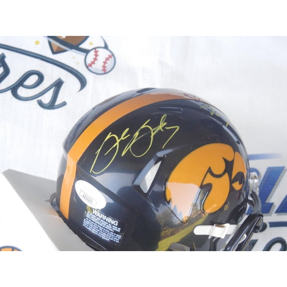 Brad Banks signed autographed Iowa hawkeyes speed mini helmet w/ Go Hawks JSA COA
