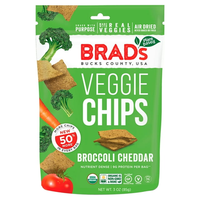 Brad's Plant Based Veggie Chip Broccoli Cheddar Case Of 12 3 Oz