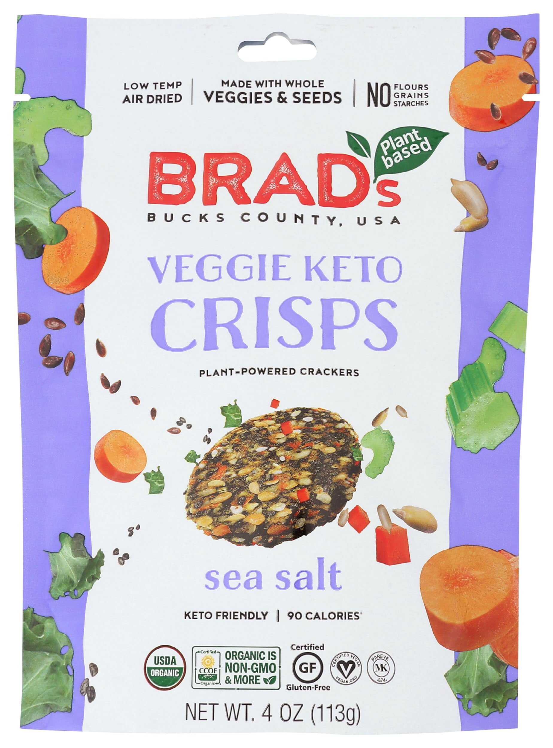 Brad's Raw Organic Sea JD28 Salt Veggie Keto Crisp, 4 OZ